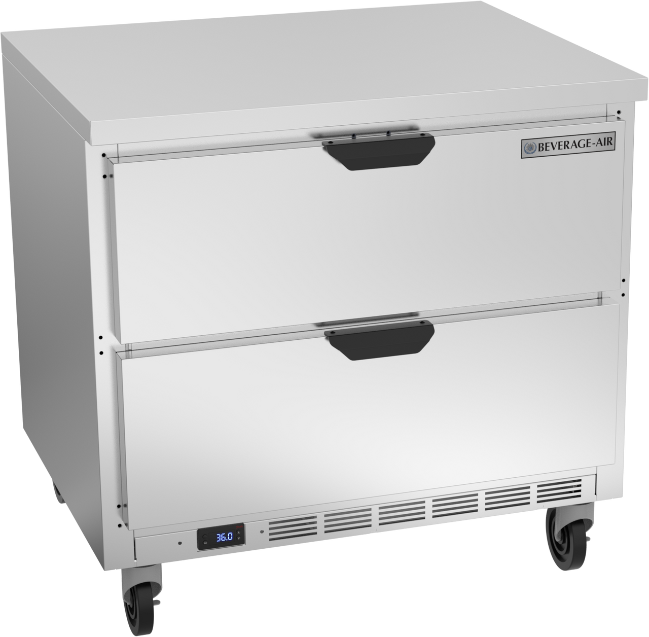 Beverage-Air - 36" Mobile Worktop Refrigerator w/ 2 Drawers - WTRD36AHC-2-FLT