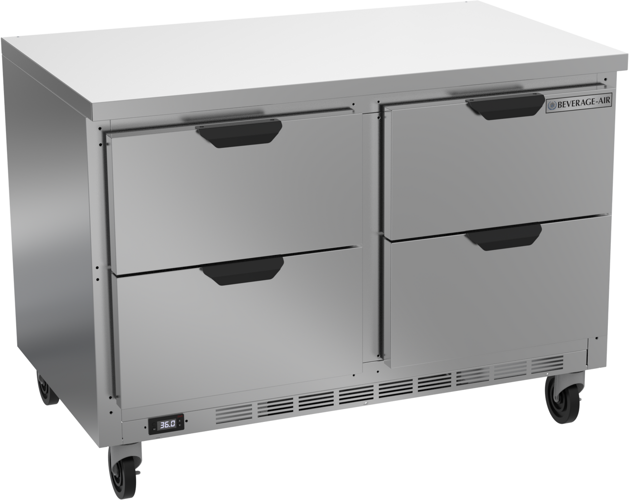 Beverage-Air - 48" Mobile Worktop Refrigerator w/ 4 Drawers - WTRD48AHC-4-FLT