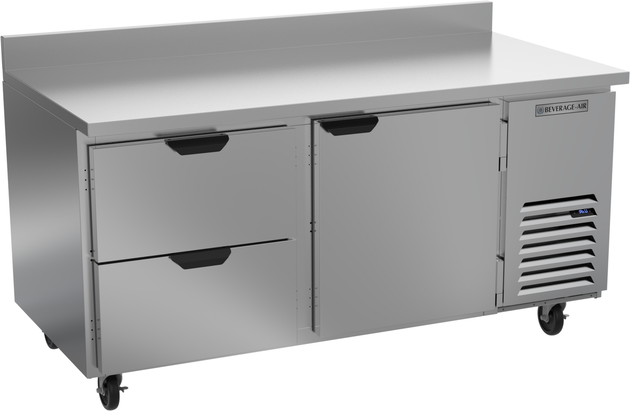 Beverage-Air - 67" Mobile Worktop Refrigerator w/ 2 Drawers & 1 Door - WTRD67AHC-2