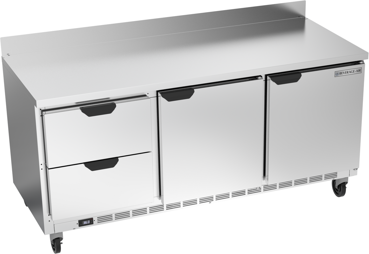 Beverage-Air - 72" Mobile Worktop Refrigerator w/ 2 Drawers & 2 Doors - WTRD72AHC-2