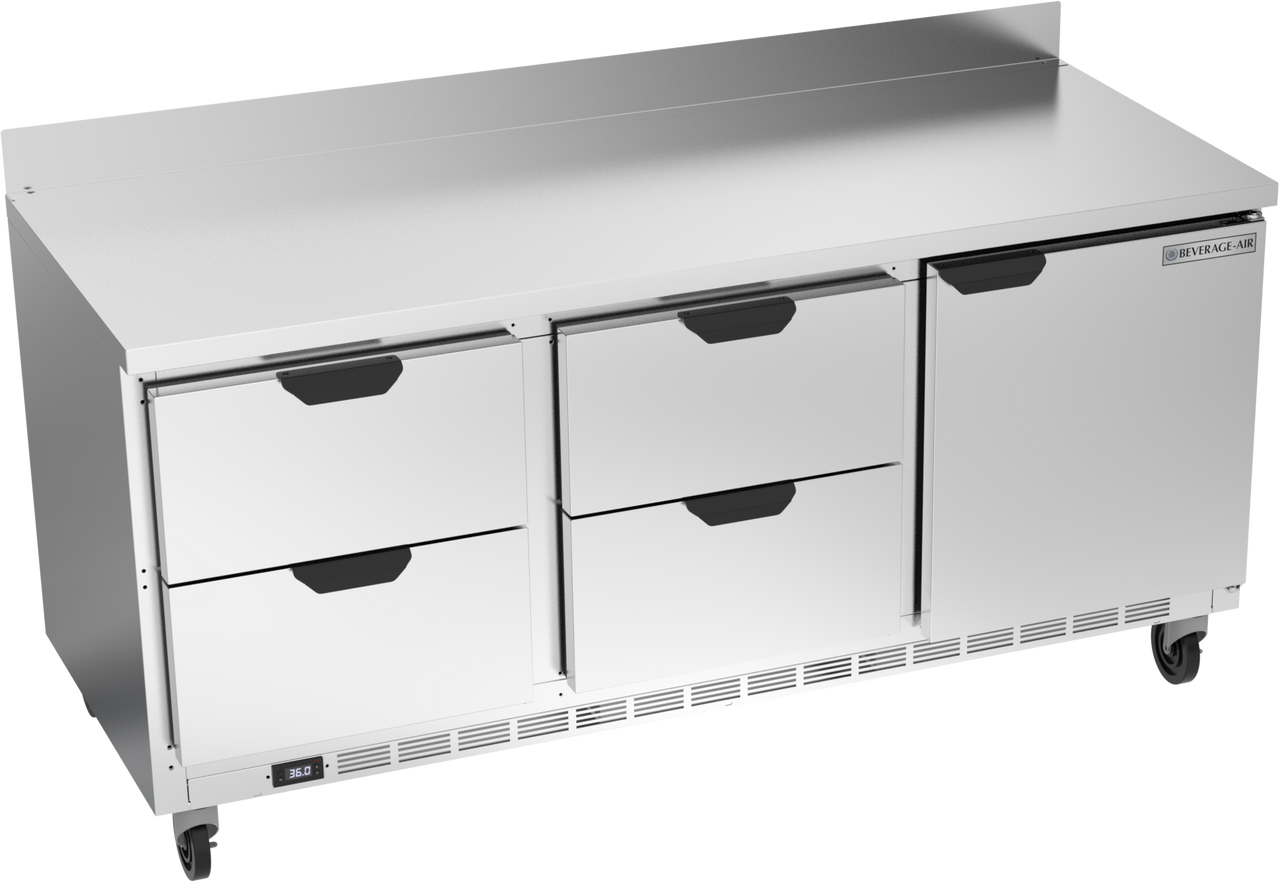Beverage-Air - 72" Mobile Worktop Refrigerator w/ 4 Drawers & 1 Door - WTRD72AHC-4