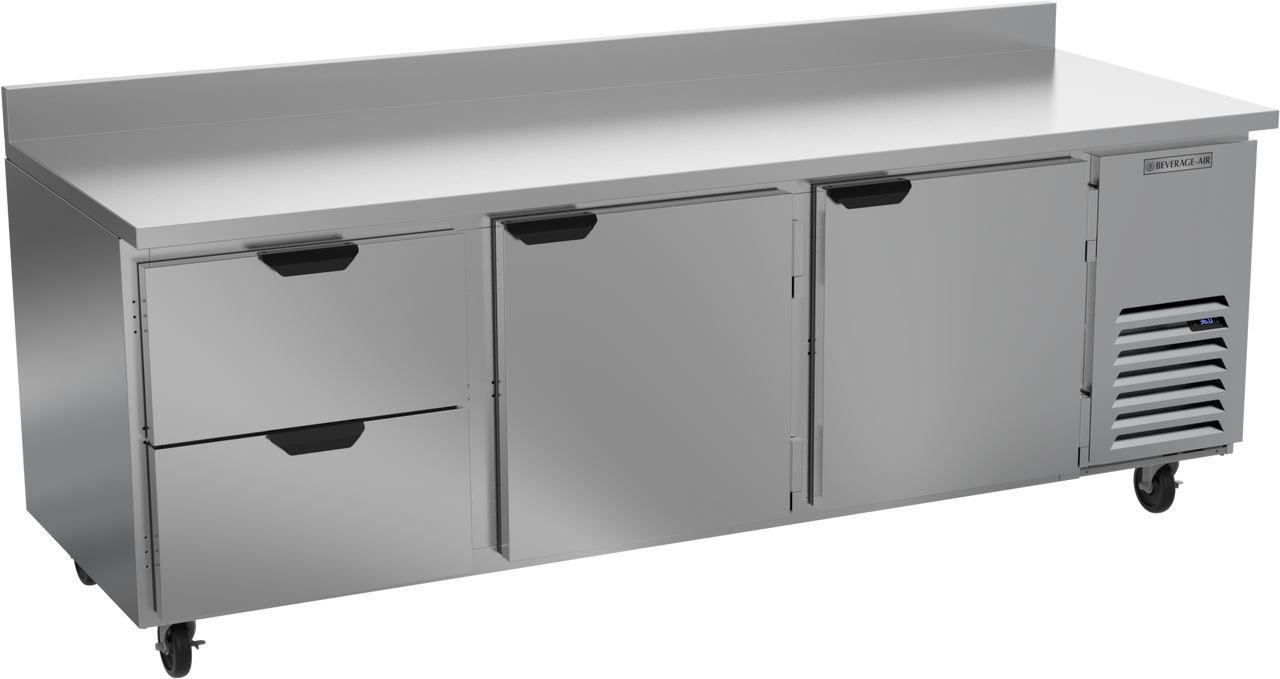 Beverage-Air - 93" Mobile Worktop Refrigerator w/ 2 Drawers & 2 Doors - WTRD93AHC-2