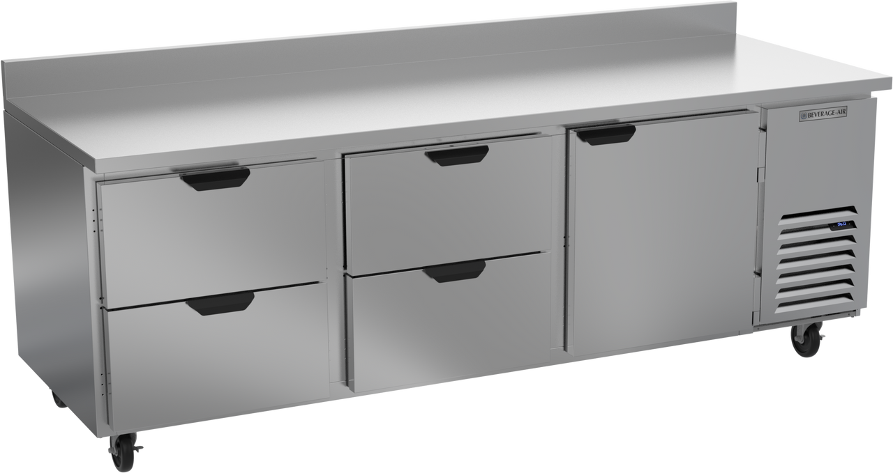 Beverage-Air - 93" Mobile Worktop Refrigerator w/ 4 Drawers & 1 Door - WTRD93AHC-4