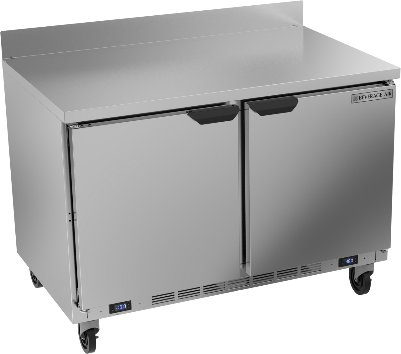 Beverage-Air - 48" Mobile Worktop Refrigerator/Freezer w/ 2 Solid Swing Doors - WTRF48AHC