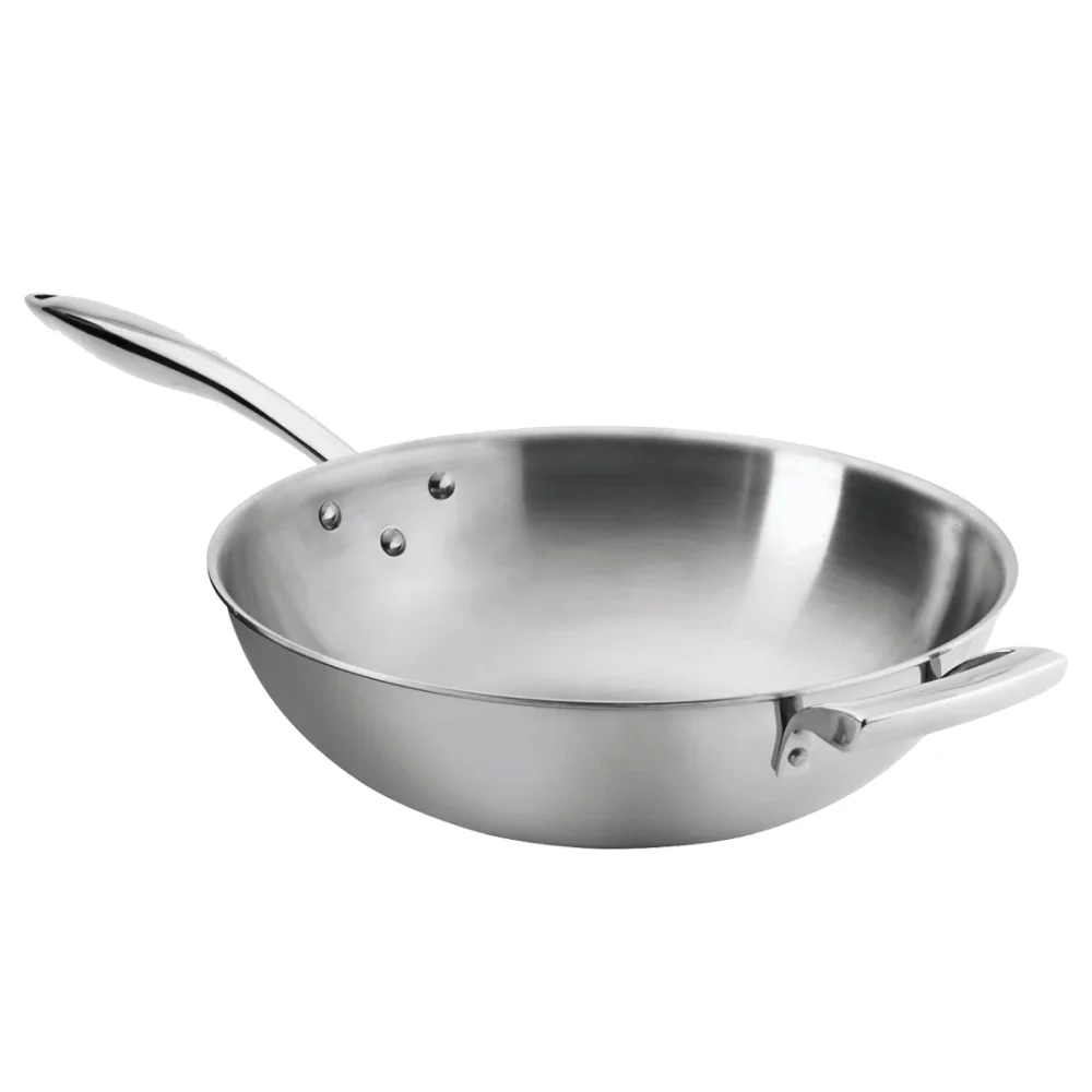 Browne 12" Thermalloy Tri-Ply Stainless Steel Wok Pan - 5724095