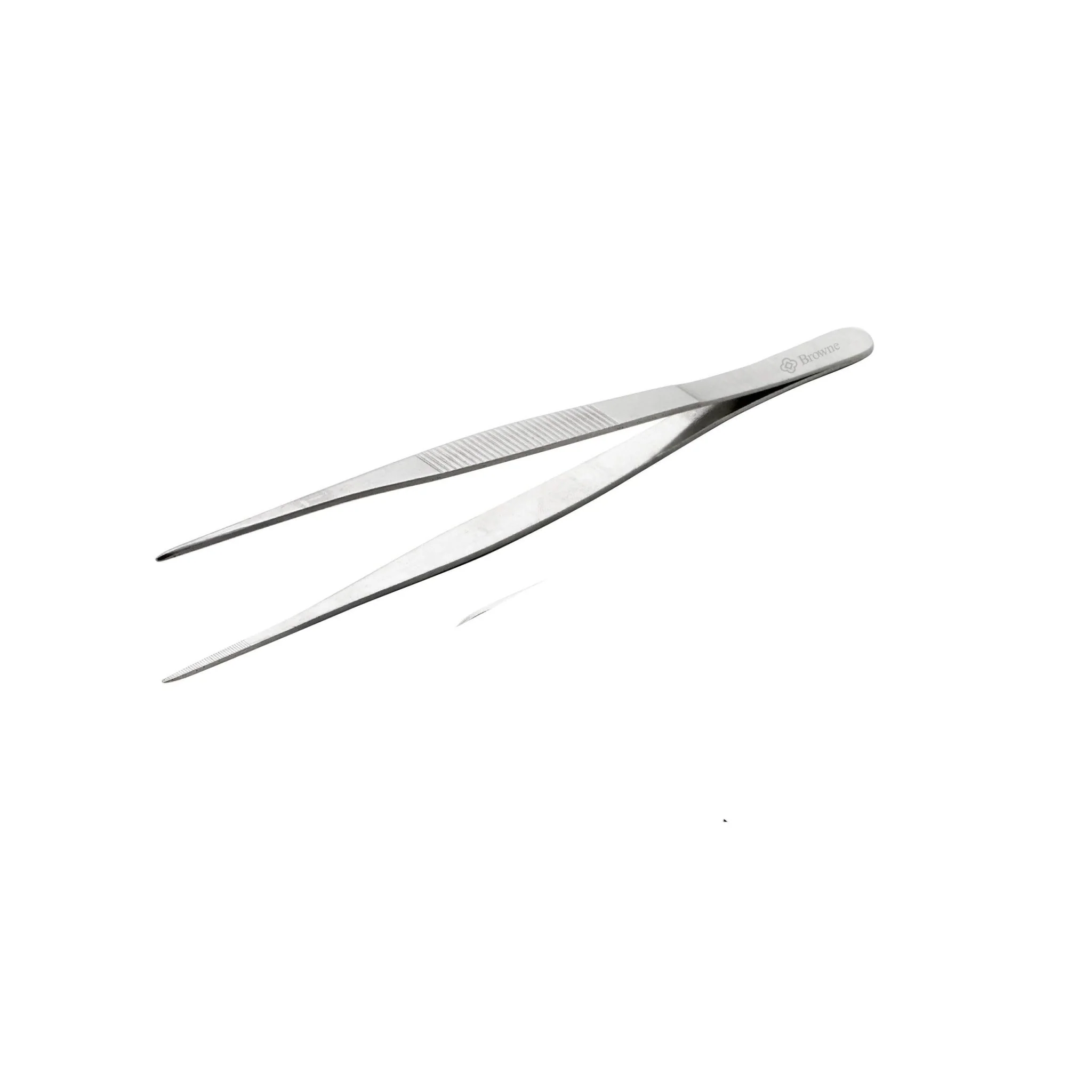 Browne 8” Stainless Steel Straight Precision Tongs - 57516