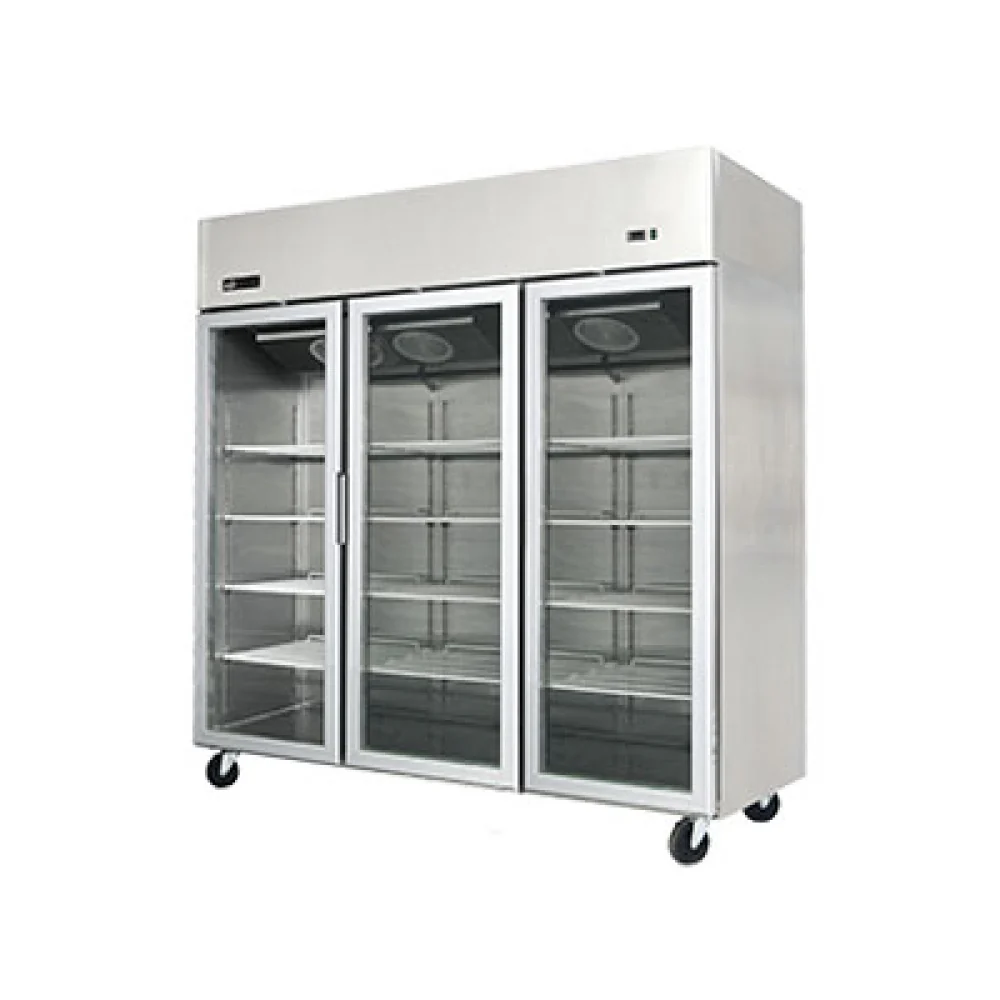 EFI C3-78GDSVC 78" Glass 3-Door Stainless Steel Refrigerated Merchandiser - 64.88 Cu. Ft.