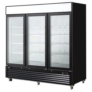 EFI C3-82GDVC 82" Bottom Mount Glass 3-Door Black Refrigerated Merchandiser - 69.5 Cu. Ft.