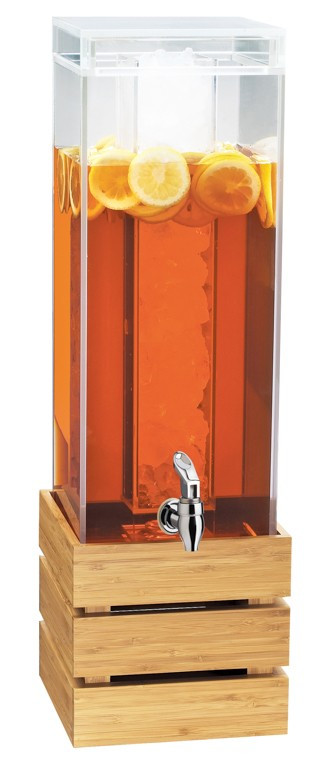 Cal Mil - 3 Gallon Bamboo Crate Beverage Dispenser W/ Ice Chamber & Base - 3301360