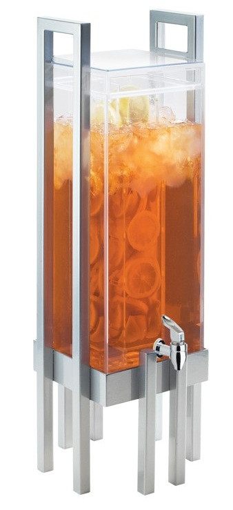 Cal Mil - One By One 3 Gallon Silver Beverage Dispenser W/ Secure Lid, Ice Chamber & Base - 3302374