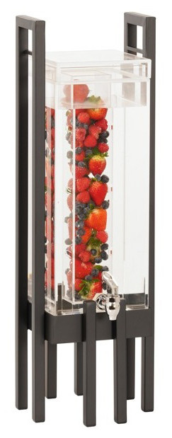 Cal Mil - One By One 3 Gallon Black Beverage Dispenser W/ Secure Lid, Infusion Chamber & Base - 33023INF13