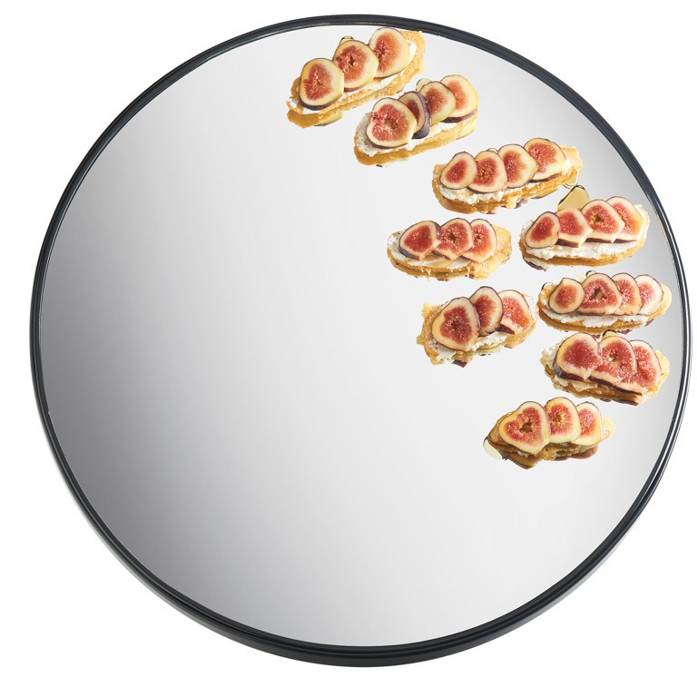 Cal Mil - 24" Round Mirror Tray W/ Raised Black Rim - RR240