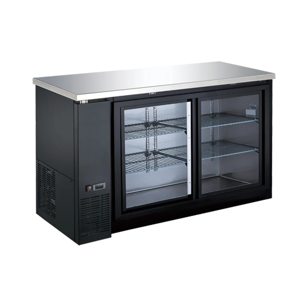 EFI CBBGDS2-60CC 61" Black Sliding Glass 2-Door Back Bar Refrigerator