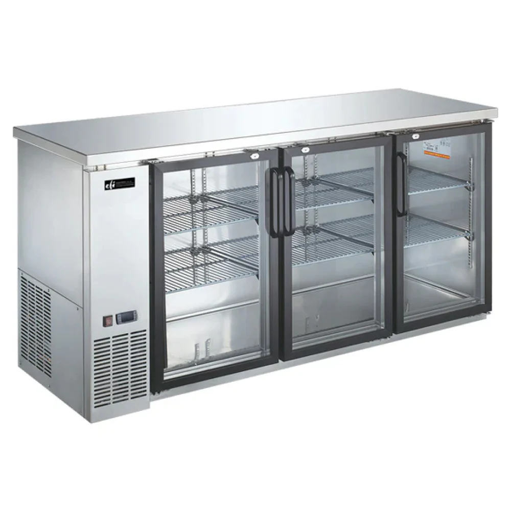 EFI CBBSGD3-72CC 73" Stainless Steel Swing Glass 3-Door Back Bar Refrigerator