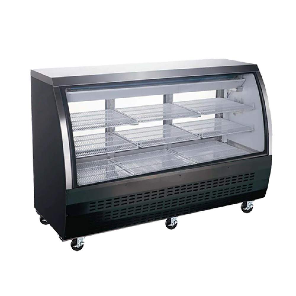 EFI CDC-64 64" Curved Glass Refrigerated Floor Deli Display Case - 22 Cu. Ft.