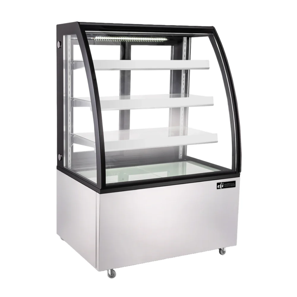 EFI CGCM-6156 60" Stainless Steel Curved Glass Refrigerated Floor Display Case - 18.9 Cu. Ft.