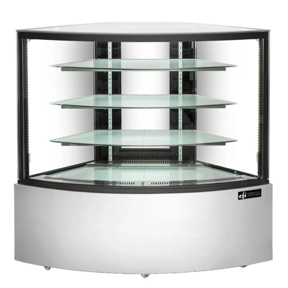 EFI CGCRM-5956 58" Corner Glass Refrigerated Floor Display Case - 15.5 Cu. Ft.