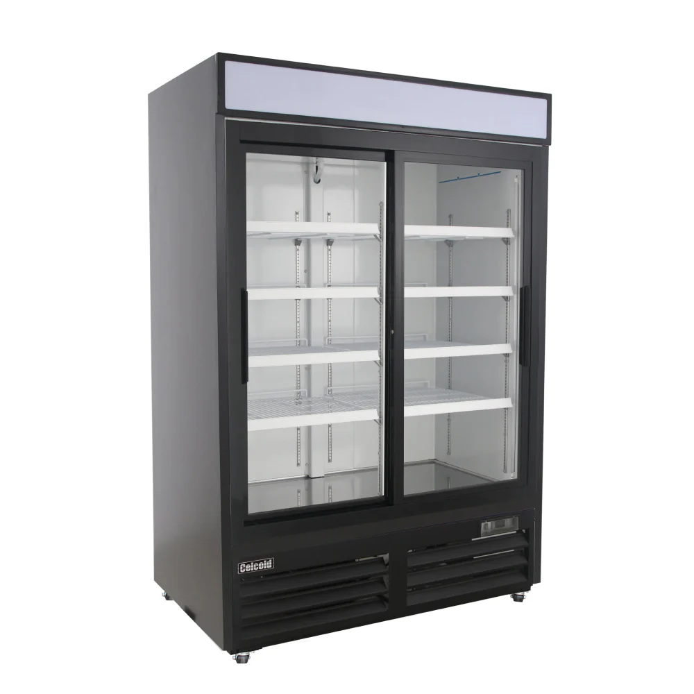 Celcold CR48SGDM 54" Sliding Glass 2-Door Merchandising Refrigerator - 48 Cu. Ft.