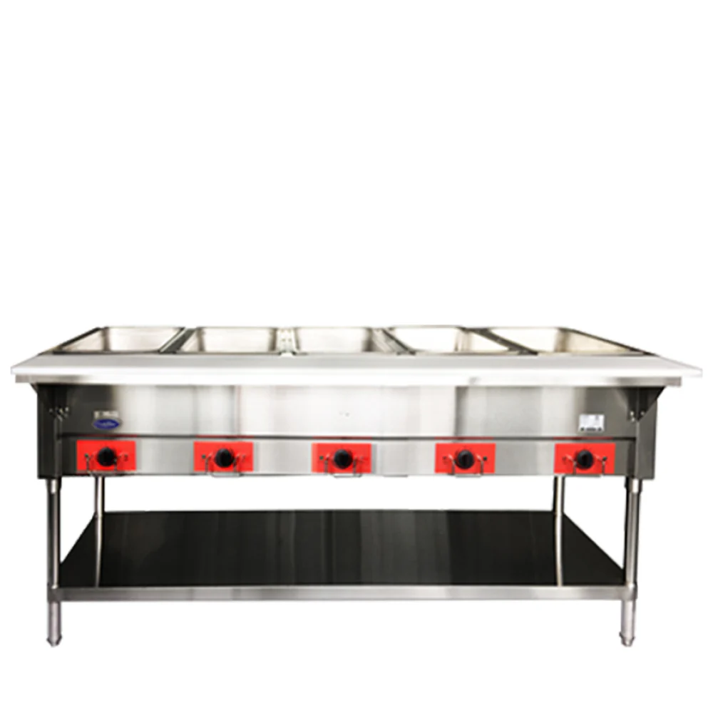 Atosa CSTEB-5C Open Well Electric Steam Table with 5-Pan, Undershelf and Cutting Board - 240 V