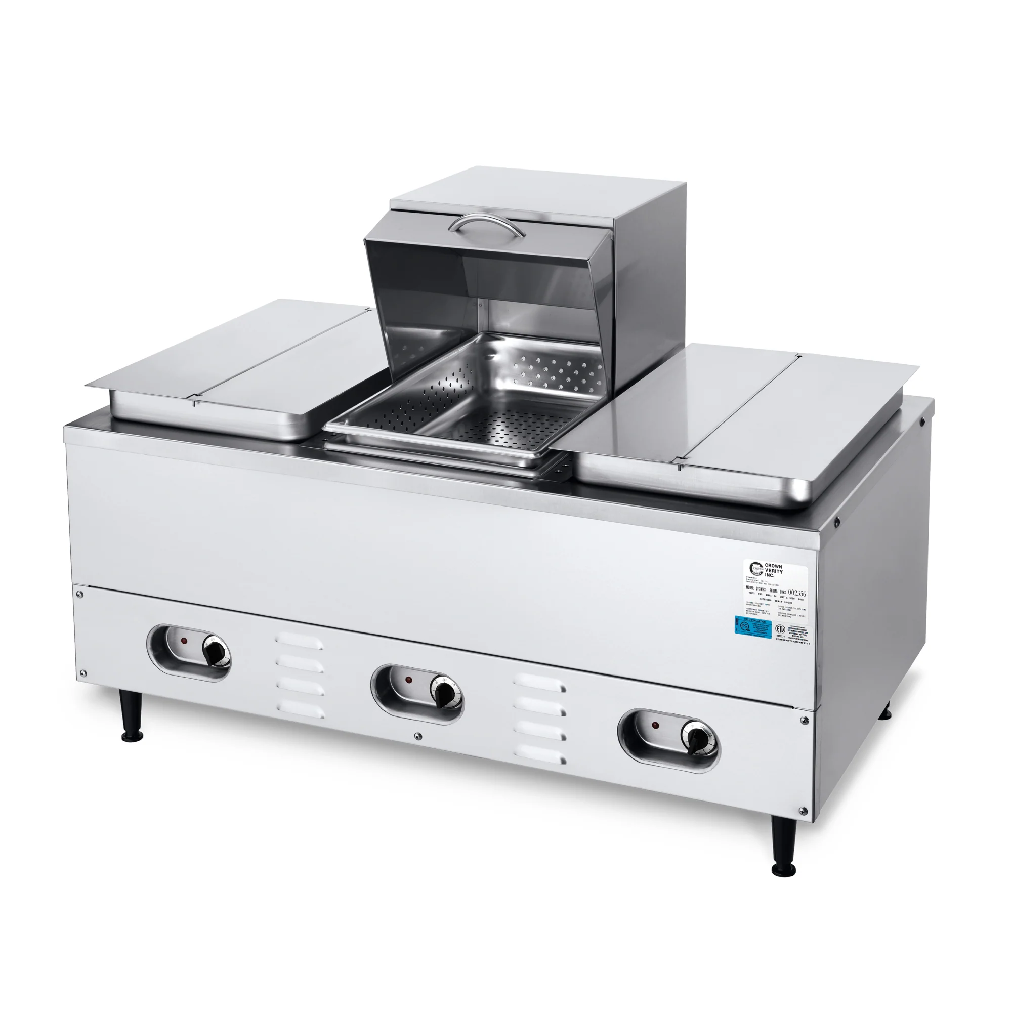 Crown Verity CV-3WHS Electric Hot Dog Steamer with Roll Dome & Steam Baskets