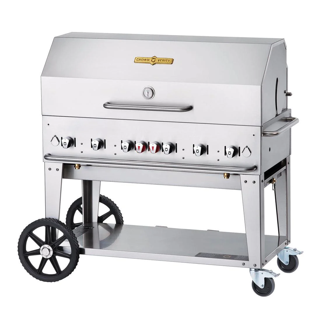 Crown Verity CV-MCB-48RDP-NG 48" Mobile BBQ Grill with Roll Dome Package - Natural Gas