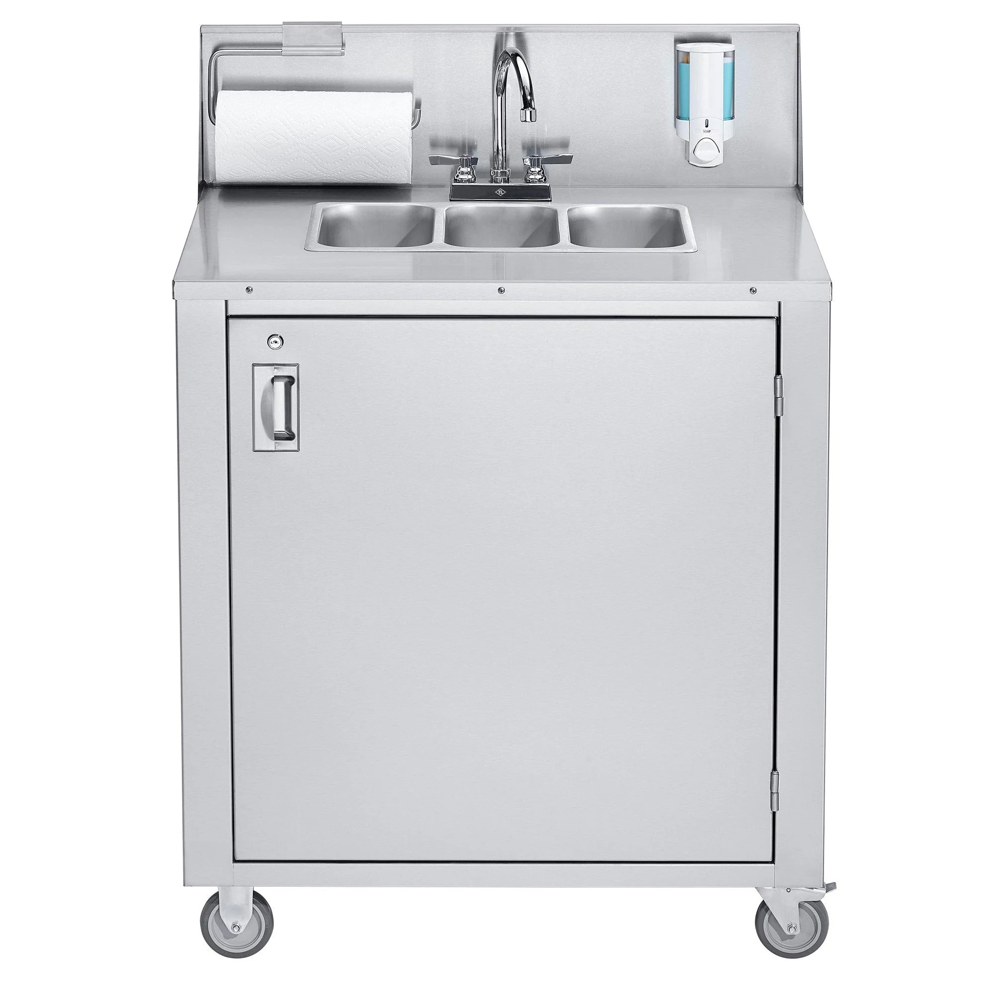 Crown Verity 34" x 25" CV-PHS-3C Triple Bowl Cold Portable Hand Sink