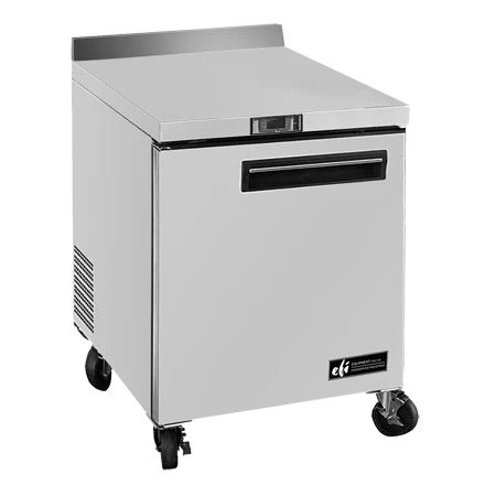 EFI CWDR1-27VC-L 27" Left-Hand 1-Door Stainless Steel Worktop Refrigerator with Backsplash - 7.2 Cu. Ft.