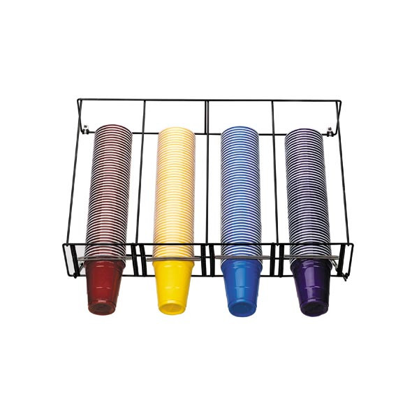 Dispense-Rite - Surface-Mounted Overhead Wire Cup Organizer w/ 4 Sections - WR-CT-OVRHD