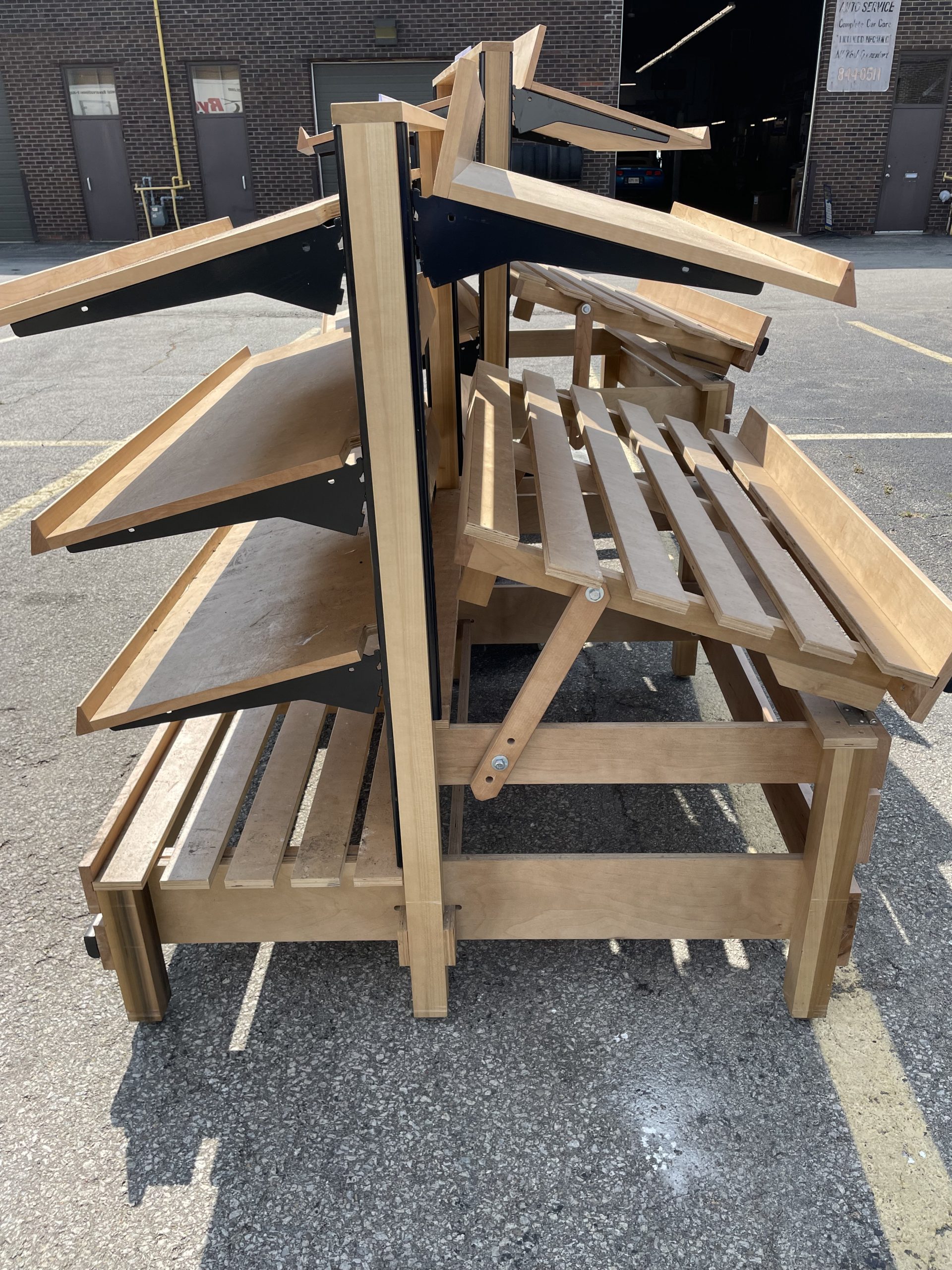 Double Sided Wooden Display Multi-tier Table