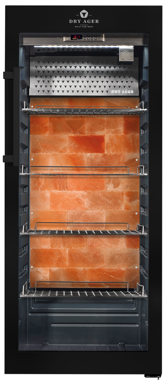 Dry Ager - 220 lb UX 1550 PRO S Black Dry Aging Cabinet w/ UX-LED-Salt Wall System - UX1550PSP