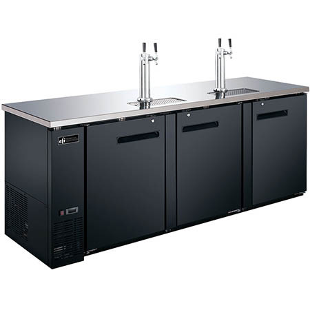 EFI Sales - 90" Black Direct Draw Dispensing Cooler w/ 3 Solid Swing Doors - CBBDD3-90CC