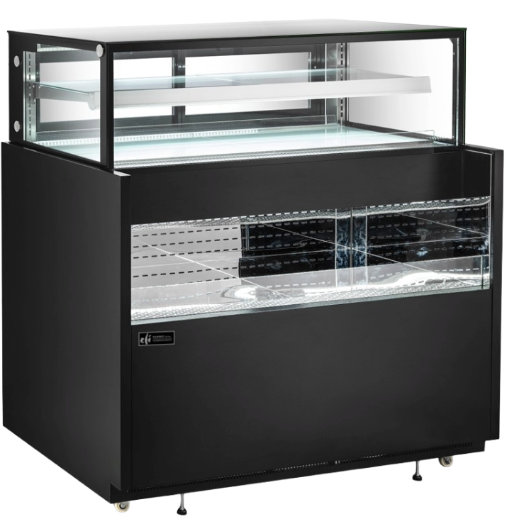 EFI Sales - 60" Black Straight Sided Refrigerated Dual Showcase - CGOMD-6060