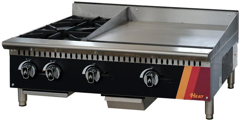 EFI Sales - 36" Liquid Propane Cooktop w/ 24" Griddle & 12" Hotplate - HCT36-12HP-24GM-P