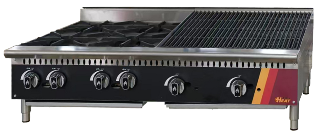 EFI Sales - 48" Liquid Propane Cooktop w/ 24" Charbroiler & 24" Hotplate - HCT48-24HP-24CH-P