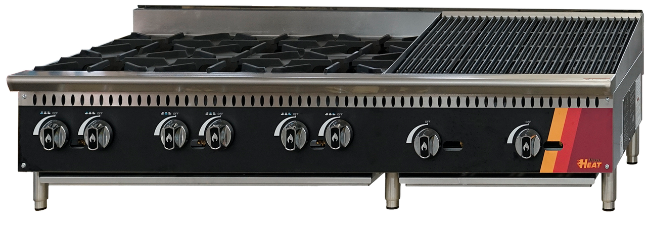 EFI Sales - 60" Liquid Propane Cooktop w/ 24" Charbroiler & 36" Hotplate - HCT60-36HP-24CH-P