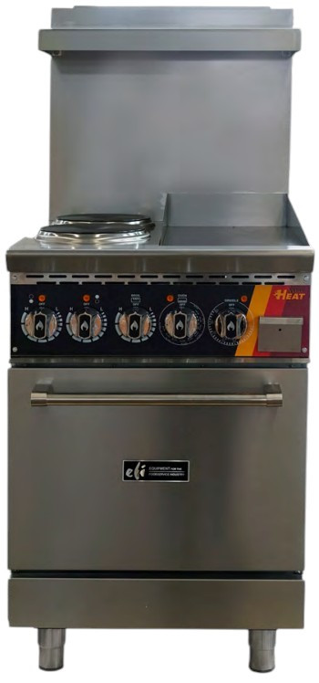 EFI Sales - 24" Electric Range w/ 1 Oven, 2 Burners & 12" Griddle - HRG24-12GM-2B-ELC
