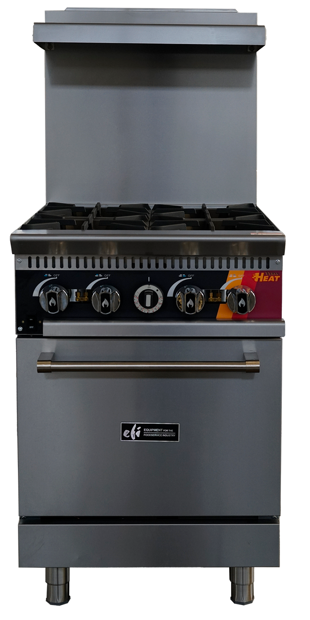 EFI Sales - 24" Natural Gas Range w/ 1 Convection Oven & 4 Open Burners - HRG24-4B-CV-N