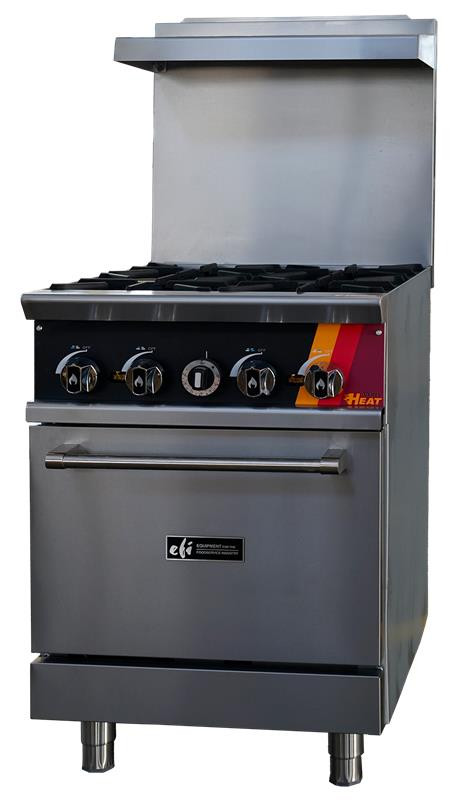EFI Sales - 24" Natural Gas Range w/ 1 Oven & 4 Open Burners - HRG24-4B-N