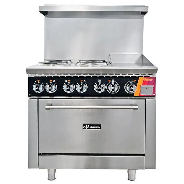 EFI Sales - 36" Electric Range w/ 1 Oven, 4 Burners & 12" Griddle - HRG36-12GM-4B-ELC