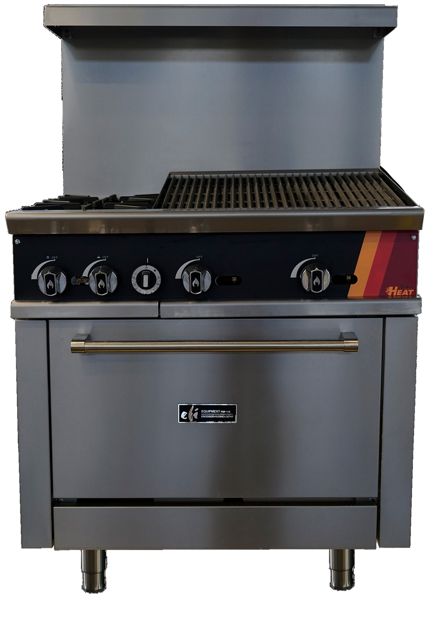 EFI Sales - 36" Natural Gas Range w/ 1 Oven, 2 Open Burners & 24" Charbroiler - HRG36-24CH-2B-N