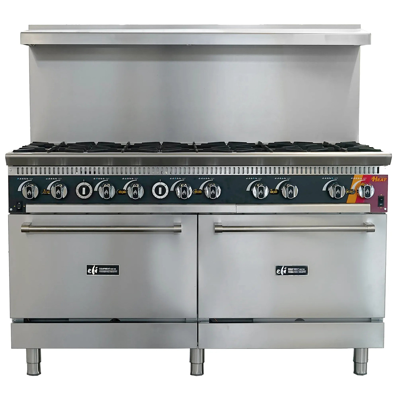 EFI Sales - 60" Natural Gas Range w/ 2 Convection Ovens & 10 Open Burners - HRG60-10B-CV-N