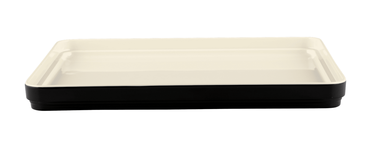 Elite Global Solutions - Karma 11.25" x 8.75" Sand/Ebony Two-Tone Bento Box Lid (3 Per Case) - JWL11852T-ES