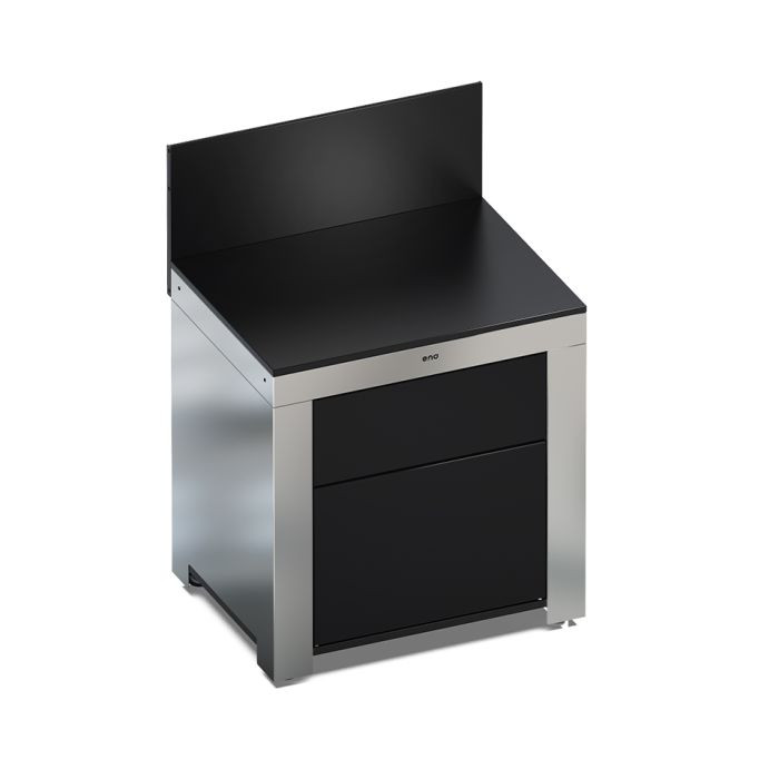ENO - MODULO Black & Stainless Worktop w/ 2 Drawers - PMOD8511