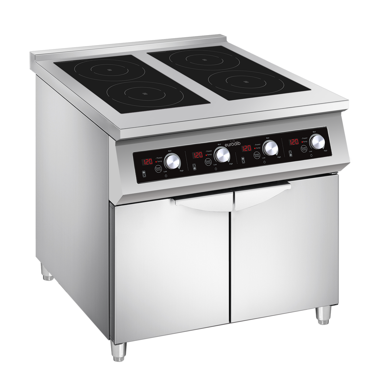 Eurodib - Freestanding 4 Burner Commercial Induction Cooktop w/ Cabinet - FCIHD435D3PH