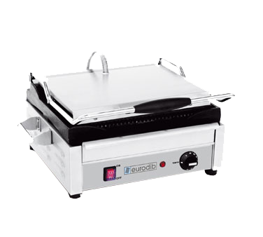 Eurodib - Grooved Commercial Panini Grill 14.8" x 10.9" 240 V 2400 W - SFE02345-240