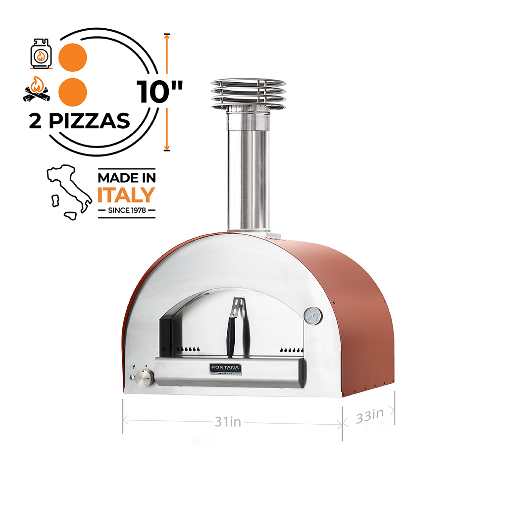 Fontana - Napoli Red Hybrid Propane & Wood Oven - FTNAP-H-R
