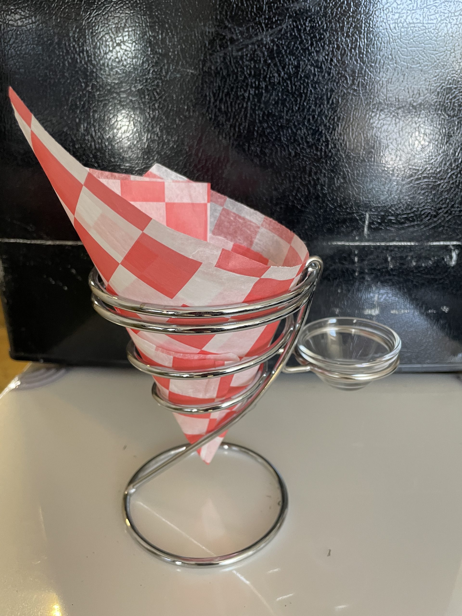 Fries Foods Stand Holder Wire Basket with Sauce Dipper
