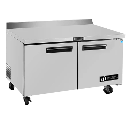 EFI FWDR2-60VC 60"2-Door Stainless Steel Worktop Freezer with Backsplash 17.2 Cu. Ft.