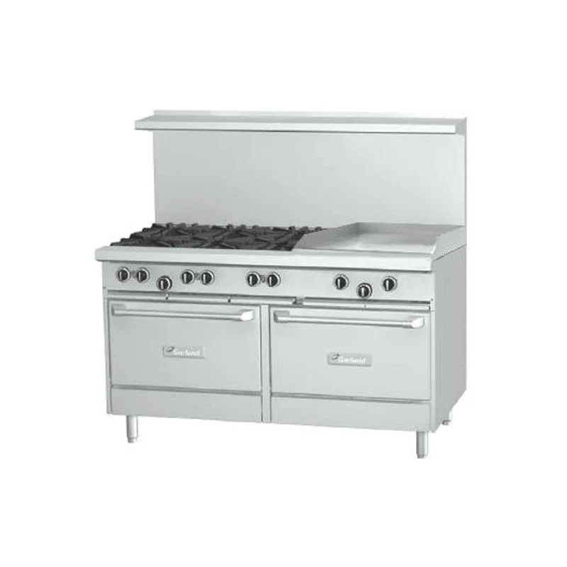 Garland G60-6G24RR Starfire Pro Series 60" Natural Gas 6-Burner Range With 24" Griddle and 2 Standard Ovens - 310,000 BTU