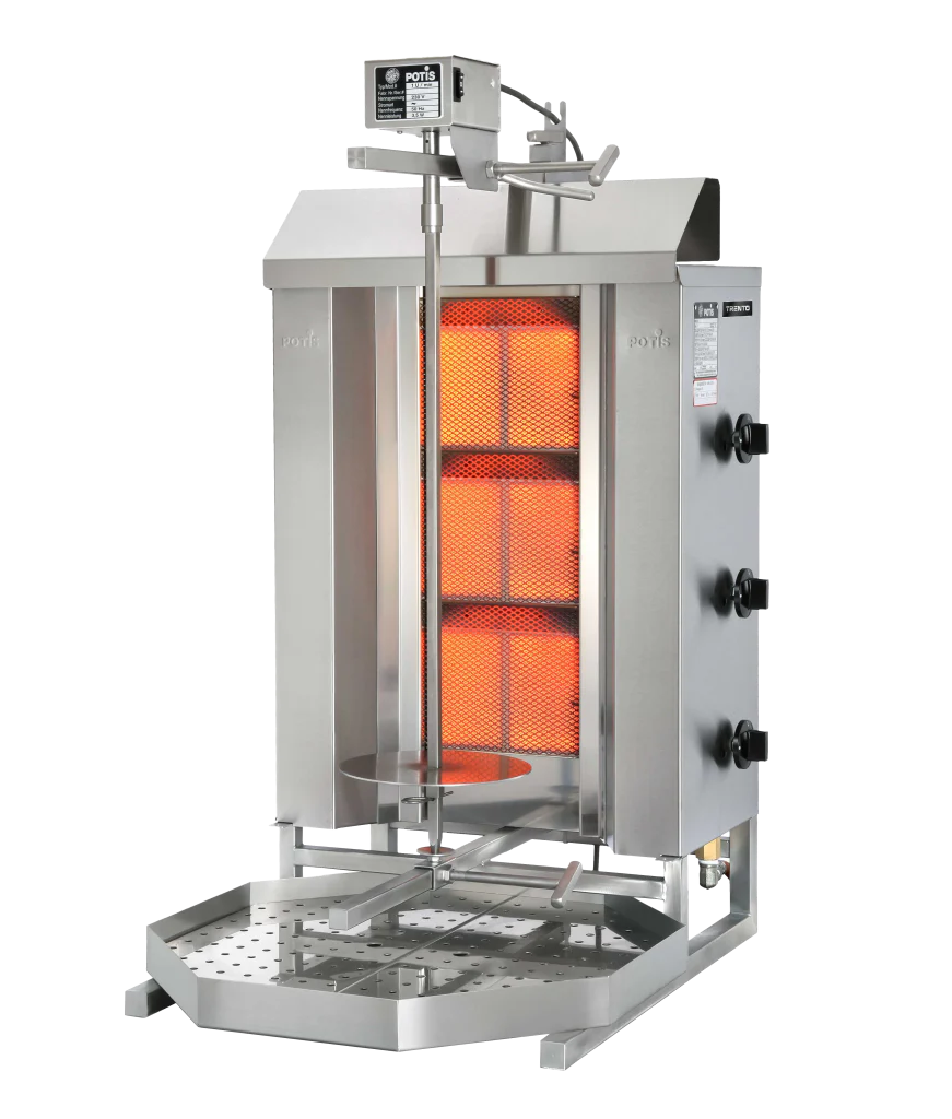 Potis GD3 Natural Gas 3 Burner Vertical Doner Kebab Machine- 28,500 BTU
